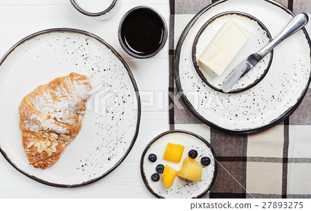 Fresh made morning meal on white table 27893275