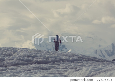 Hiker on glacier 27895593