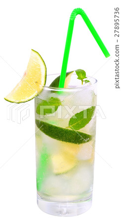 Fruit lemonade with lime, ice cubes and leaf mint Fruit lemonade with lime, ice cubes and leaf mint 27895736