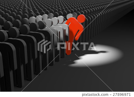 Person looks out from the crowd. 3d illustration 27896971