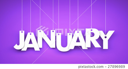 White word January on purple background 27896989