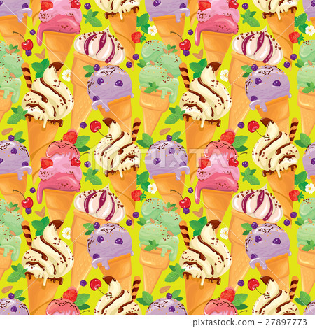 Seamless pattern with Ice cream cones 27897773