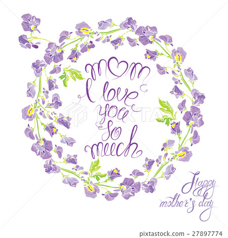Decorative handdrawn floral round frame 27897774