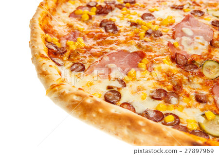 Fragment of delicious classic italian pizza Fragment of delicious classic italian pizza 27897969