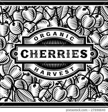Retro Cherry Harvest Label Black And White Retro Cherry Harvest Label Black And White 27898640