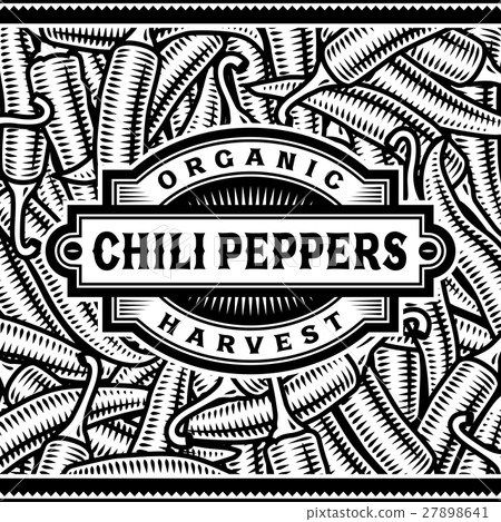 Retro Chili Pepper Harvest Label Black And White Retro Chili Pepper Harvest Label Black And White 27898641