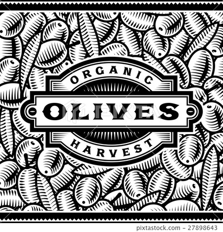 Retro Olive Harvest Label Black And White 27898643
