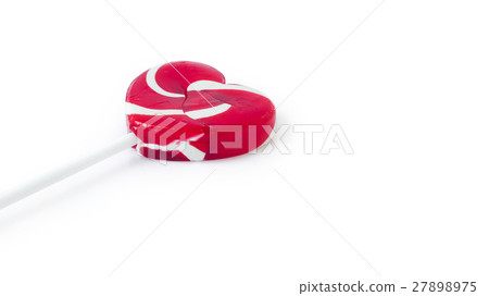 Sweet red heart lollipop on white background Sweet red heart lollipop on white background 27898975