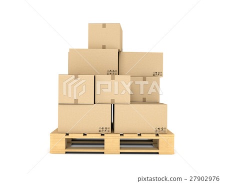 Rendering of several carton boxes stacked evenly 27902976