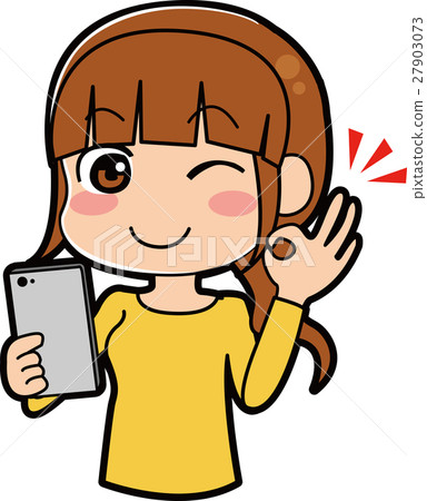 Illustration of a woman with a smartphone Illustration of a woman with a smartphone 27903073