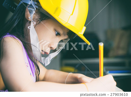 Girl Student getting education for construction in Girl Student getting education for construction in 27903610
