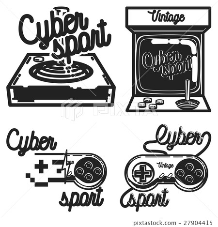 Color vintage cyber sport emblems 27904415