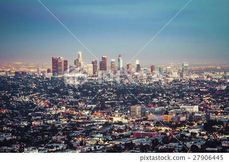 Los Angeles skyscrapers at night,California,usa. 27906445