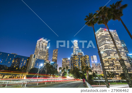 freeway in downtown Los angeles at night. 27906462