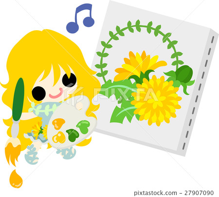 Illustration of dandelion painting with cute girls Illustration of dandelion painting with cute girls 27907090