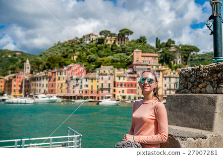 Woman at Portofino village on Ligurian coast, Italy 27907281