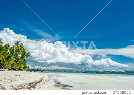 Tropical beach with palm trees at Philippines 27908092