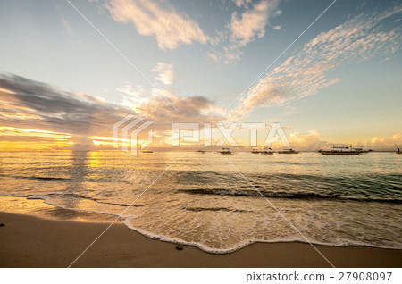 Tropical beach sunset at Philippines 27908097