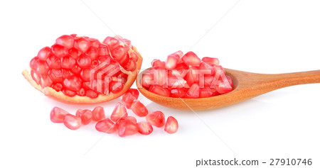 Pomegranate fruit seeds on white background Pomegranate fruit seeds on white background 27910746