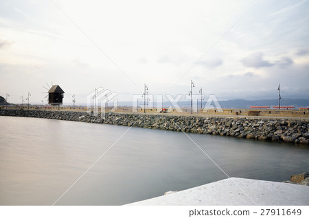 Old mill on the entrance of old Bulgarian town Nessebar Old mill on the entrance of old Bulgarian town Nessebar 27911649