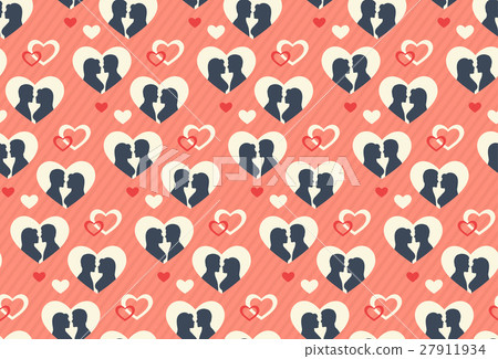 Seamless Festive Pattern Love Couple and Hearts 27911934