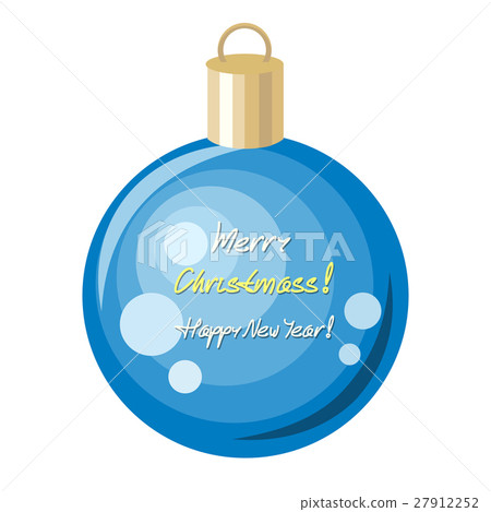 Merry Christmas and Happy New Year. Blue Ball Merry Christmas and Happy New Year. Blue Ball 27912252