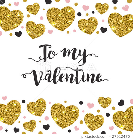 Valentine background with golden hearts - Stock Illustration [27912470 ...