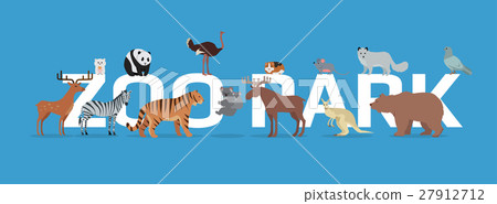 Zoo Park with Animals Banner Isolated. 27912712