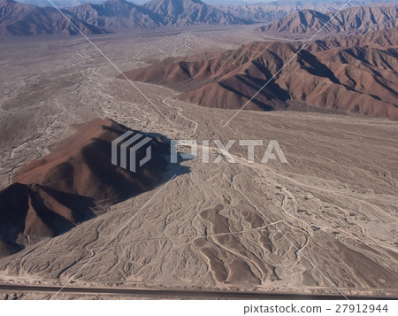 Overlook of nazca lines from airplane,Peru Overlook of nazca lines from airplane,Peru 27912944