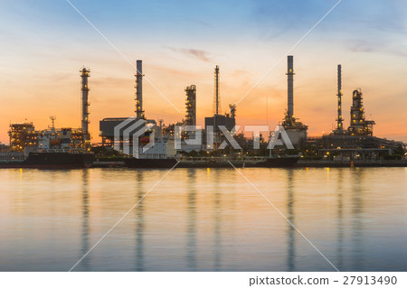 Refinery river front with sunrise sky 27913490