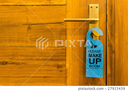 Make up room sign on doorknob 27915439