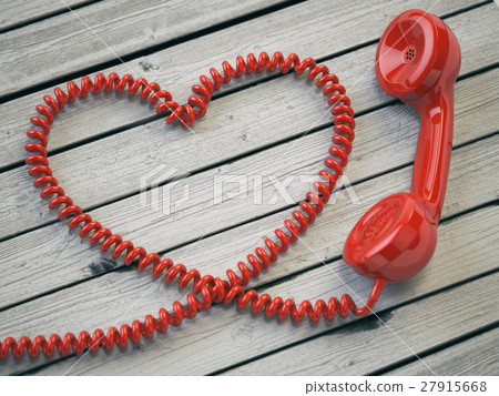 Phone reciever and cord as heart  27915668