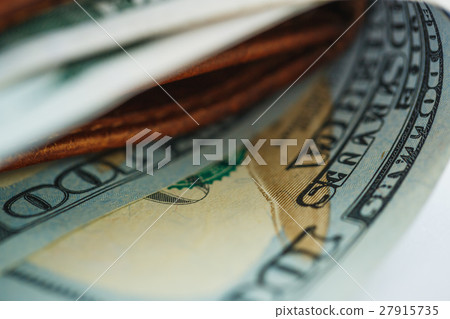 Brown leather wallet with USA dollars money Brown leather wallet with USA dollars money 27915735