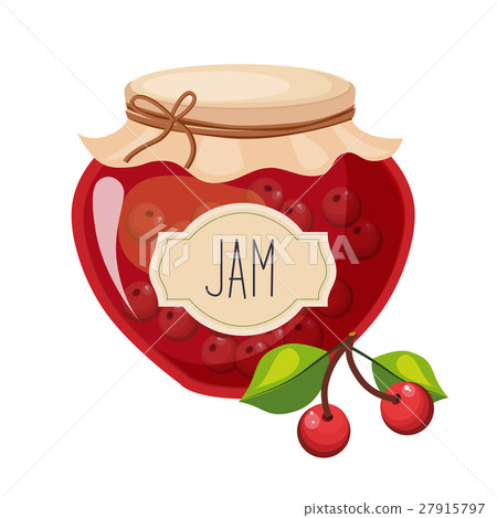 Sweet Cherry Red Jam Glass Jar Filled With Berry Sweet Cherry Red Jam Glass Jar Filled With Berry 27915797