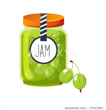 Sweet Gooseberry Green Jam Glass Jar Filled With Sweet Gooseberry Green Jam Glass Jar Filled With 27915801