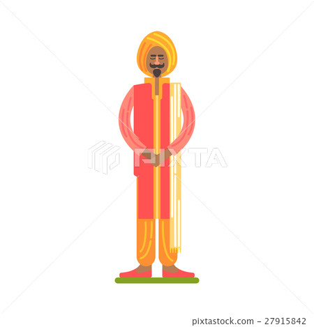 Man In National Red And Orange Clothes With Turban 27915842