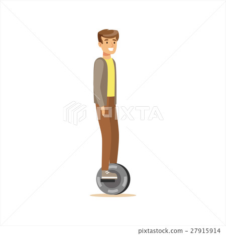 Man In Grey Jacket And Brown Pants Riding Electric Man In Grey Jacket And Brown Pants Riding Electric 27915914