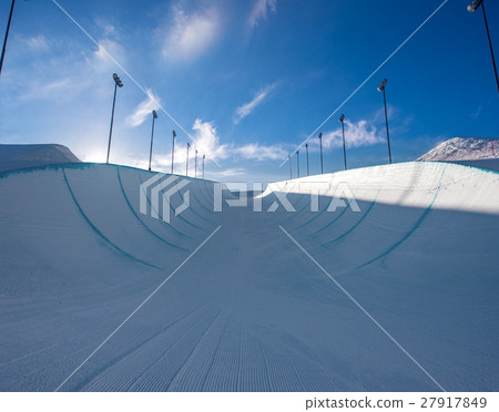 Empty winter snow halfpipe Empty winter snow halfpipe 27917849