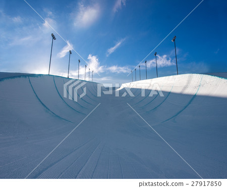 Empty winter snow halfpipe Empty winter snow halfpipe 27917850
