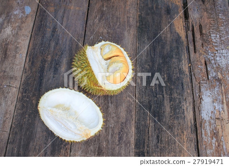 peeled durian fruit Thailand on the wood peeled durian fruit Thailand on the wood 27919471