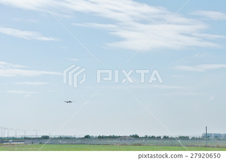 Flying Plane near Airport before landing near the airport Flying Plane near Airport before landing near the airport 27920650