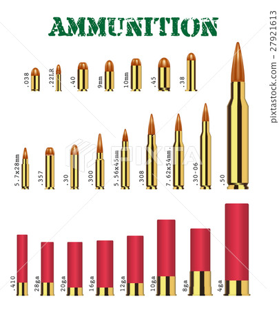 real set of many types of gun ammunition vector real set of many types of gun ammunition vector 27921613