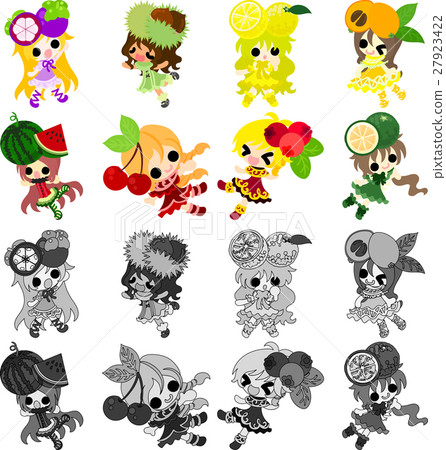 Cute fruit girl icons Cute fruit girl icons 27923422