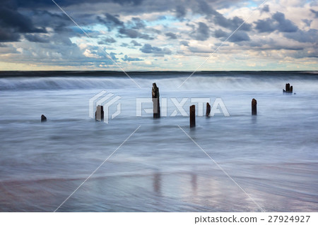Groynes on shore of the Baltic Sea Groynes on shore of the Baltic Sea 27924927