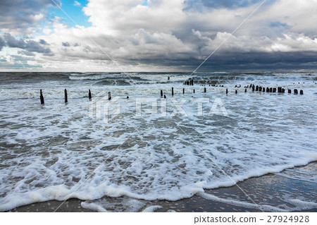 Groynes on shore of the Baltic Sea Groynes on shore of the Baltic Sea 27924928