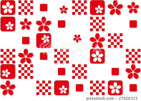 Sakura checkered background red Sakura checkered background red 27926325