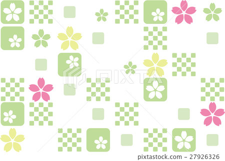 櫻花格仔背景若草色 插圖素材 圖庫