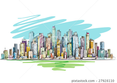 City hand drawn, vector illustration City hand drawn, vector illustration 27928110