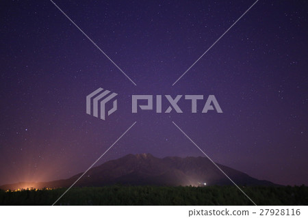 鹿兒島縣鹿兒島市熔岩Nagisa Sakurajima在從散步看的晚上 27928116