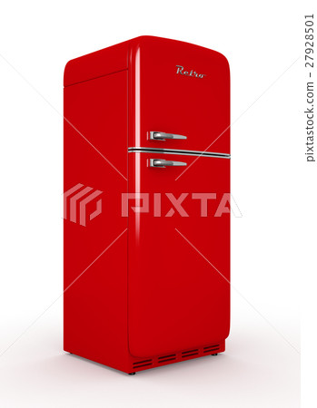 Retro fridge isolated white background 3D 27928501